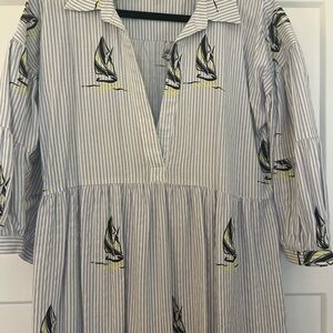 Anthropologie Striped Maxi Dress with Sailboat Print